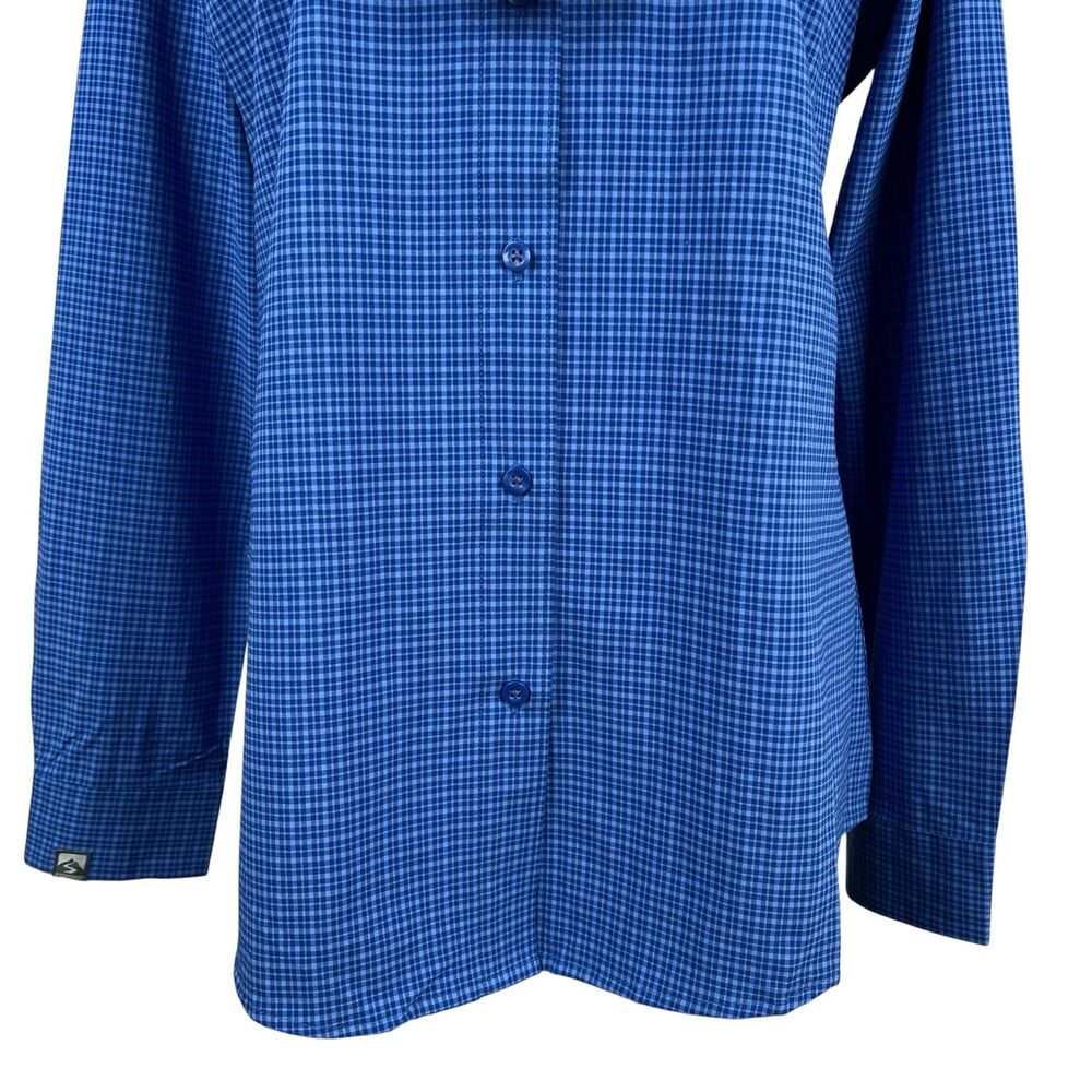 Storm Creek Women's Shirt Large Blue Check 4-Way Stretch Button Down Long Sleeve - Picture 3 of 12